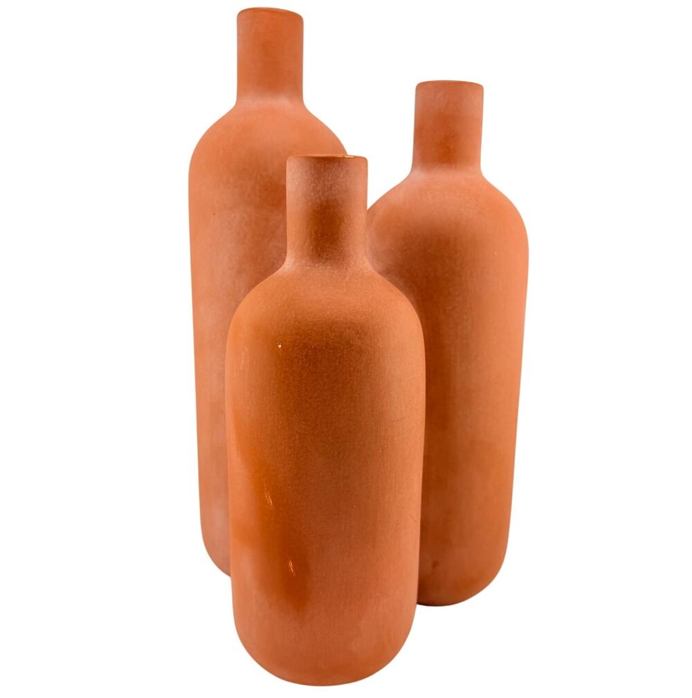 Sporvil Minimalist Matte Terracotta Ceramic Bottle Vases Sculpture Portugal